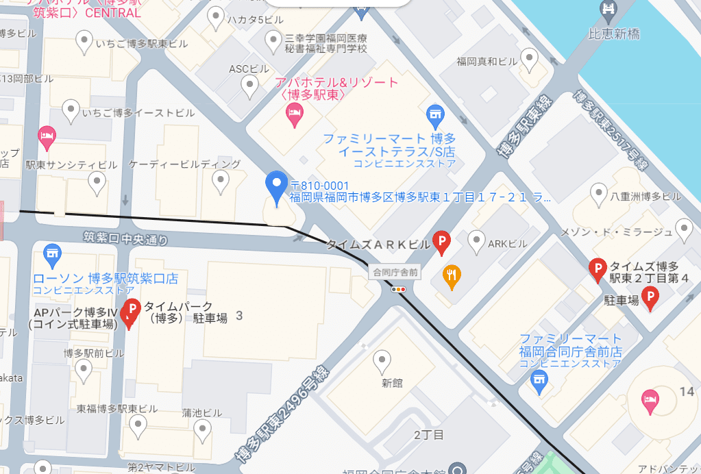 メンズライフクリニック福岡・博多院周辺の駐車場情報です。